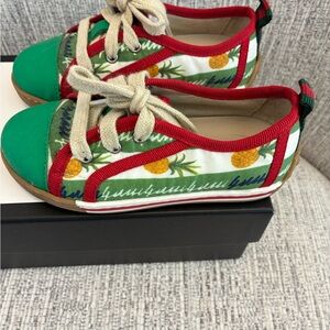 Gucci Kids Pineapple Print Sneakers in Green and Red